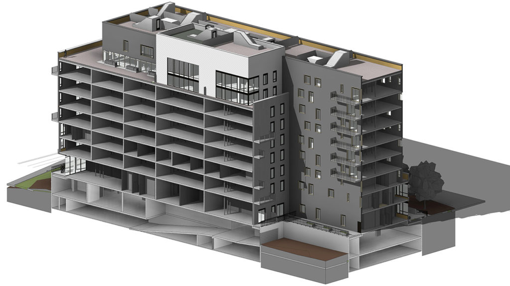 Example of a BNKC BIM project. BIM (Building Information Modeling) is a process that uses an intelligent 3D model to manage documents from an integrated team to coordinate a project throguh its entire lifecycle.